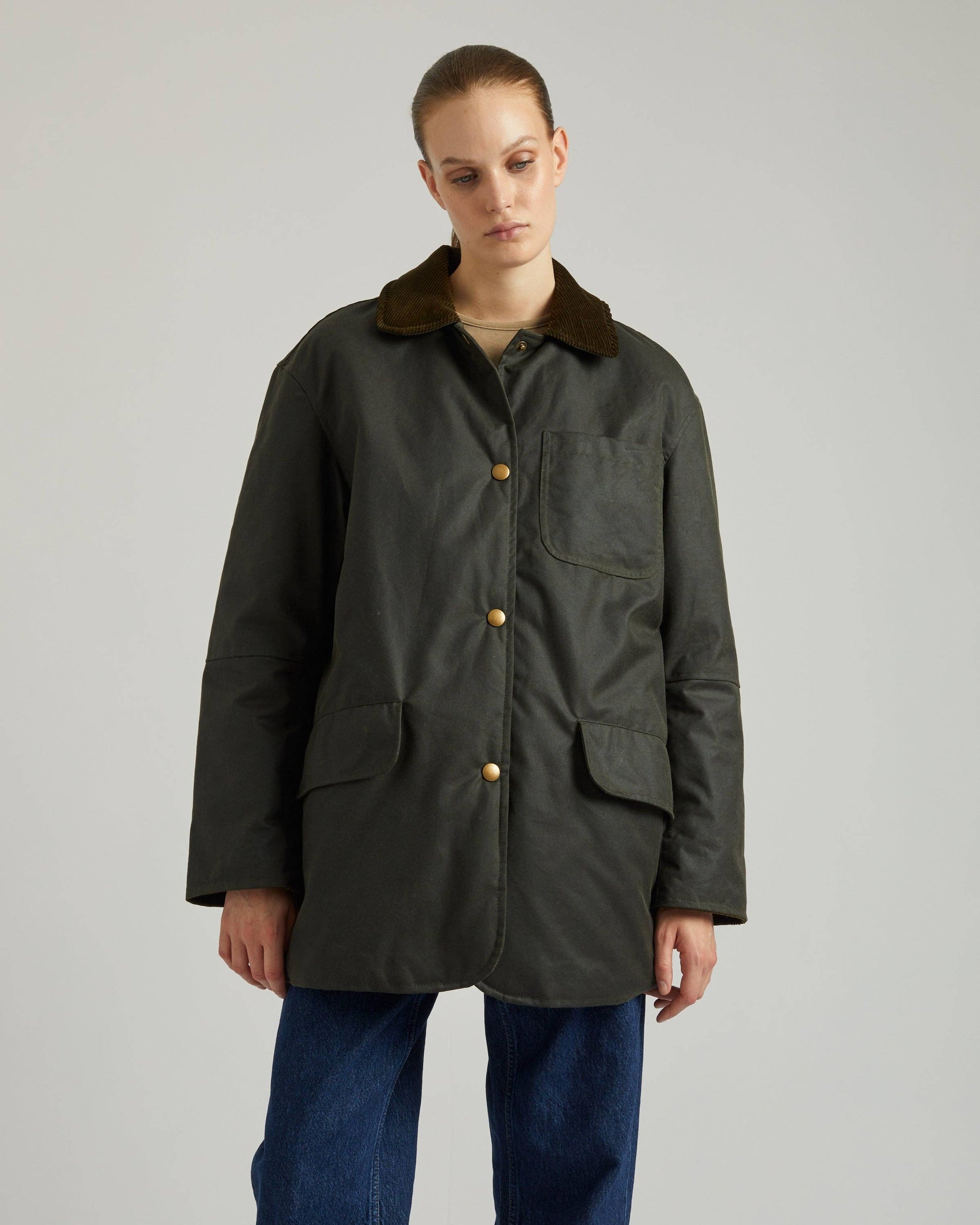 Outerwear Barbour Calcite Waxed Cotton Jacket Billy Women's Padded